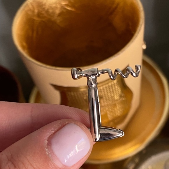 Men’s wine glass and corkscrew silver tone cufflinks - Picture 2 of 5